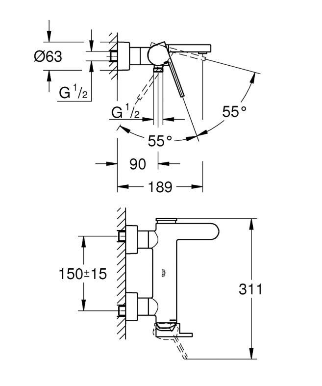 Змішувач для ванни Grohe Plus хром 33553003