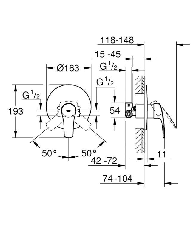 Змішувач прихованого монтажу Grohe Eurosmart New хром 33556003