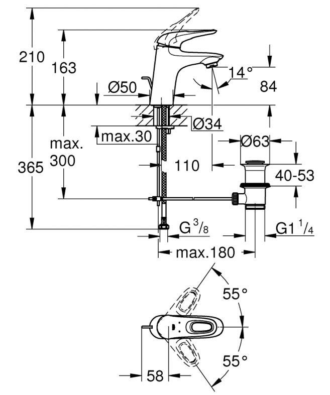 Смеситель для раковины Grohe Eurostyle белая луна 33558LS3
