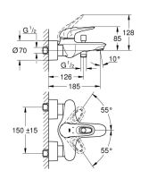 Смеситель для ванны Grohe Eurostyle белая луна 33591LS3