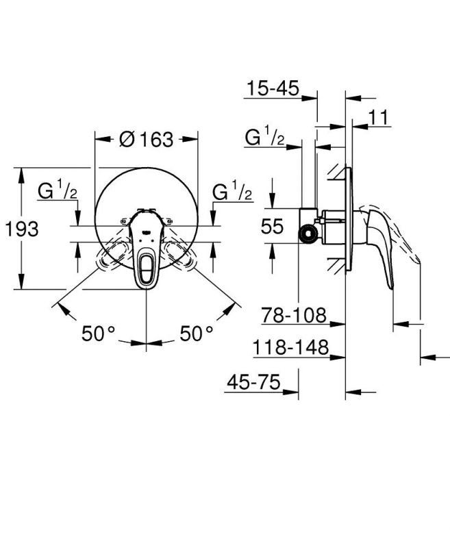 Смеситель скрытого монтажа Grohe Eurostyle хром 33635003