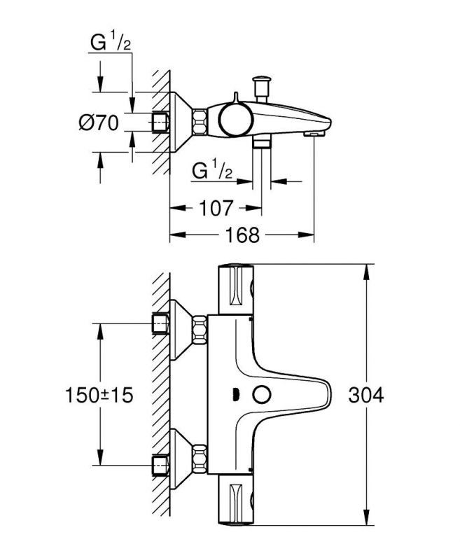 Змішувач для ванни Grohe Grohtherm 800 хром 34567000