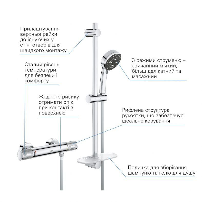 Змішувач для душу Grohe Precision Feel хром 34791000 з душовим гарнітуром