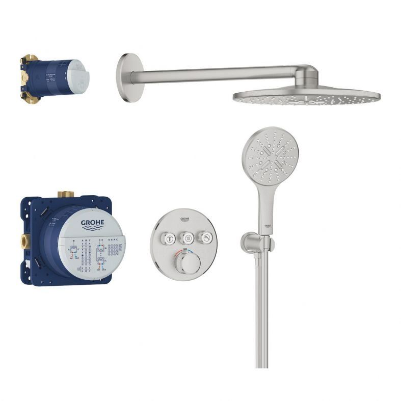 Душевая система скрытого монтажа Grohe Rainshower SmartActive суперсталь 34863DC0