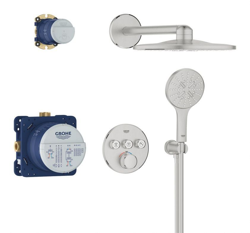 Душевая система скрытого монтажа Grohe Rainshower SmartActive суперсталь 34863DC0