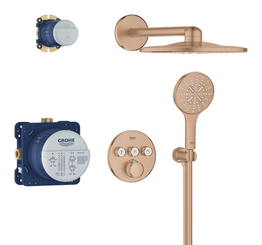Душова система прихованого монтажу Grohe Rainshower SmartActive теплий захід сонця матовий 34863DL0