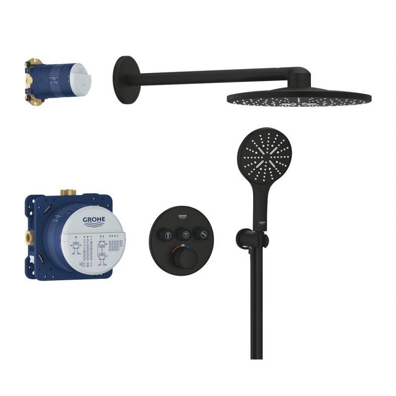 Душевая система скрытого монтажа Grohe Grohtherm SmartControl фантомный черный 34863KF0