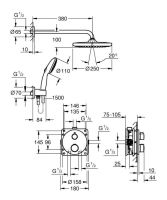Душова система прихованого монтажу Grohe Grohtherm хром 34872000