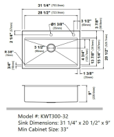 Кухонна мийка Kraus Kore нержавіюча сталь KWT300-32