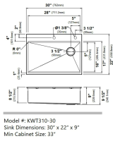 Кухонна мийка Kraus Kore нержавіюча сталь KWT310-30