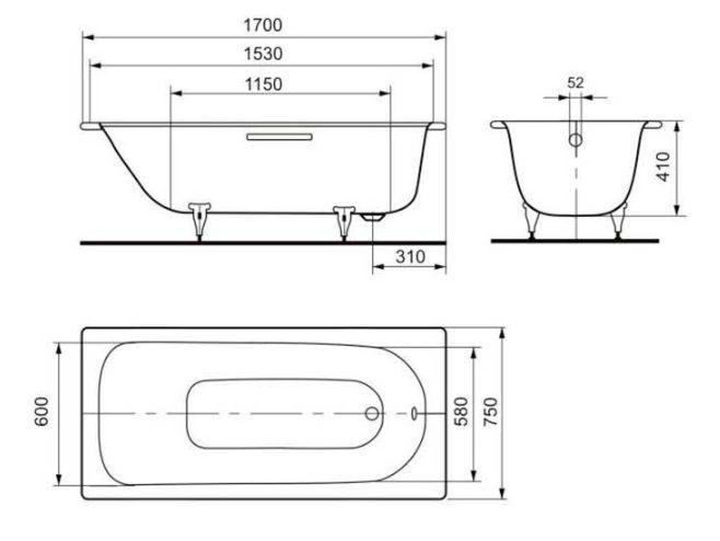 Ванна сталева Kaldewei Saniform Plus 170х75 112600010001