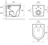 Інсталяція Grohe Solido 3 в 1 з чорною матовою клавішою 388112430 + Унітаз підвісний Koller Pool Mio Tornado 1811560198 із сидінням Soft Close