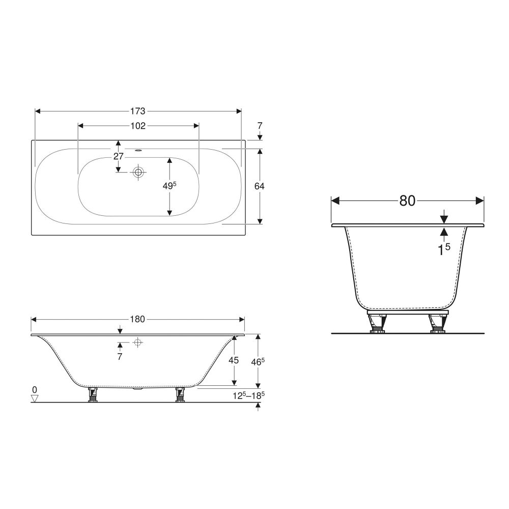 Ванна акрилова Geberit Soana Slim rim Duo 180х80 554.004.01.1