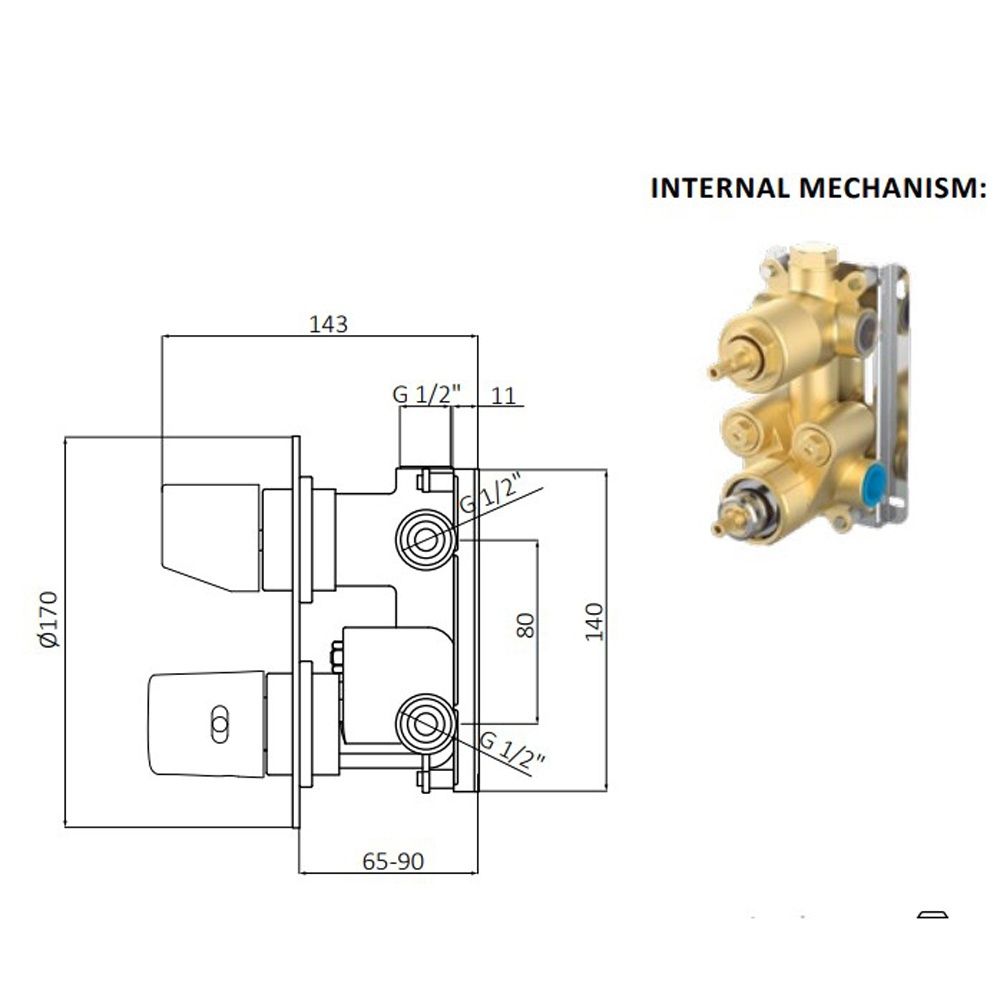 Змішувач прихованого монтажу GRB Premier хром глянцевий 50120500