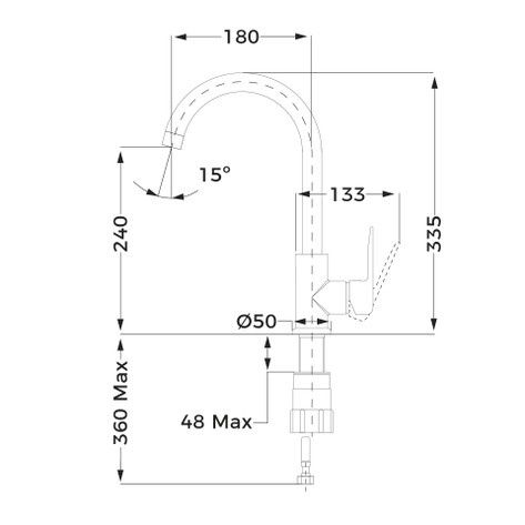 Змішувач для кухні Teka IN 915 чорний матовий 53915620N