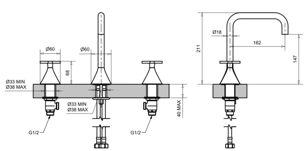 Змішувач для раковини Bugnatese Orion брашоване золото ORIOS5512SC