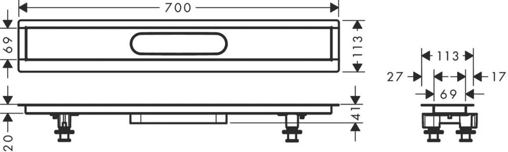 Водостічний жолоб з накладною панеллю Hansgrohe uBox universal сталь 56011180
