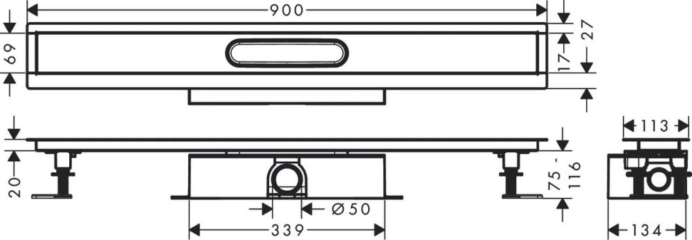 Водостічний жолоб з накладною панеллю Hansgrohe uBox universal сталь 56025180