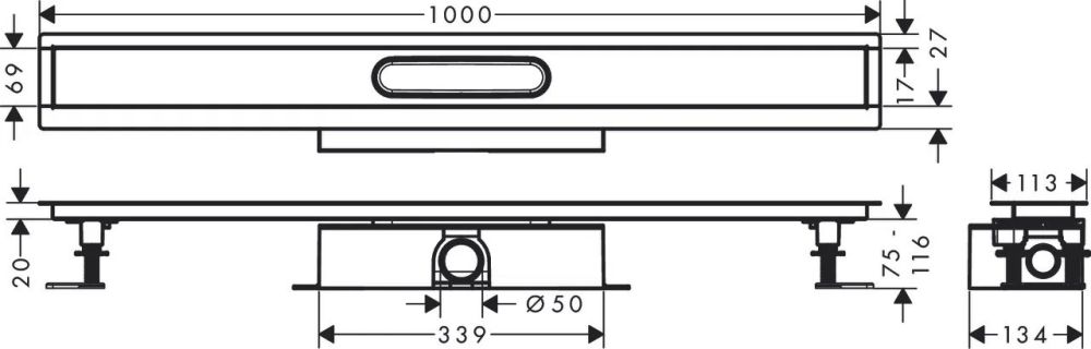 Водостічний жолоб з накладною панеллю Hansgrohe uBox universal сталь 56026180