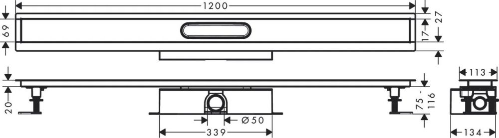 Водостічний жолоб з накладною панеллю Hansgrohe uBox universal сталь 56027180