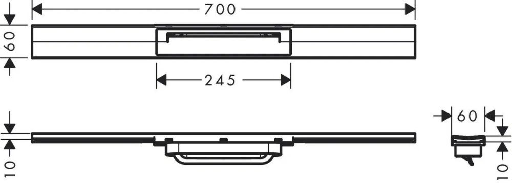 Решітка для трапа Hansgrohe RainDrain Flex чорний матовий хром 56043340