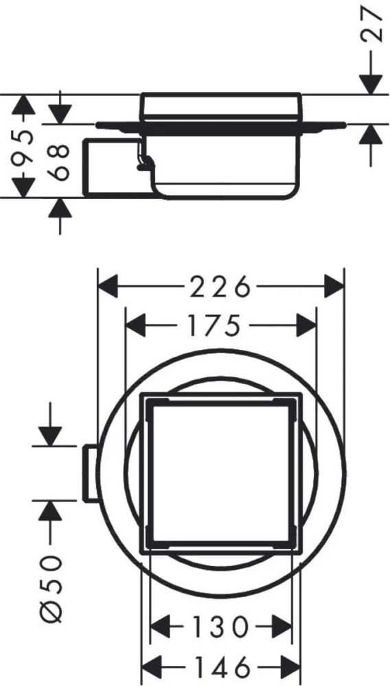 Трап для душу Hansgrohe RainDrain Spot сталь 56112800 з решіткою