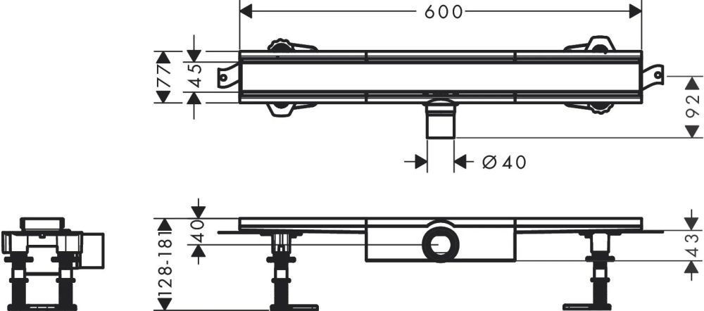 Водостічний жолоб з накладною панеллю Hansgrohe RainDrain Compact сталь 56162800