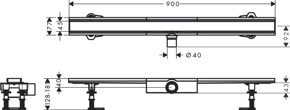 Водостічний жолоб з накладною панеллю Hansgrohe RainDrain Compact сталь 56168800