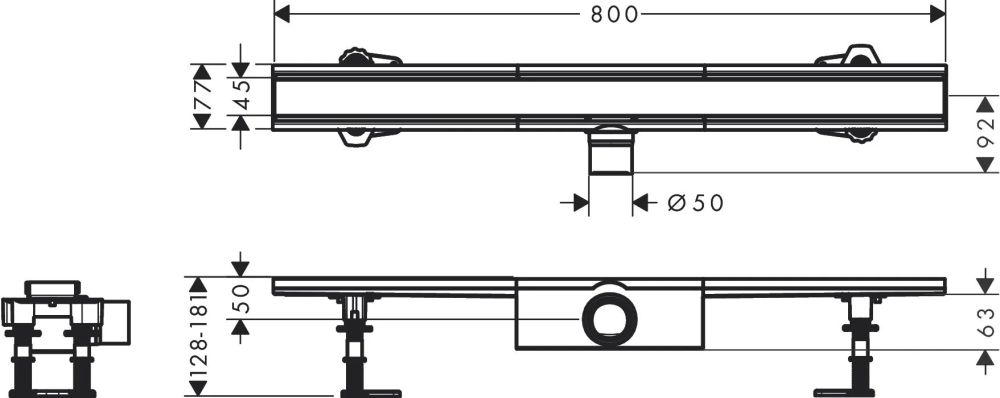 Водостічний жолоб з накладною панеллю Hansgrohe RainDrain Compact сталь 56178800