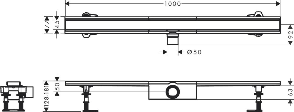 Водостічний жолоб з накладною панеллю Hansgrohe RainDrain Compact сталь 56182800