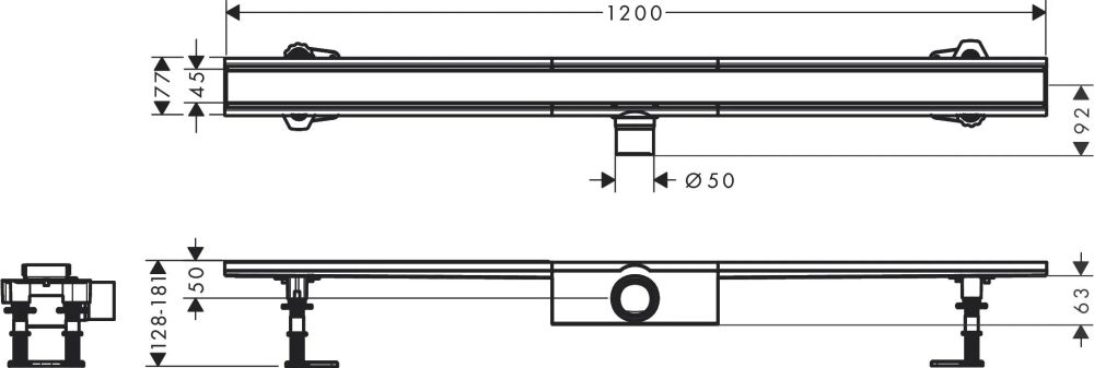 Водосточный желоб с накладной панелью Hansgrohe RainDrain Compact сталь 56184800