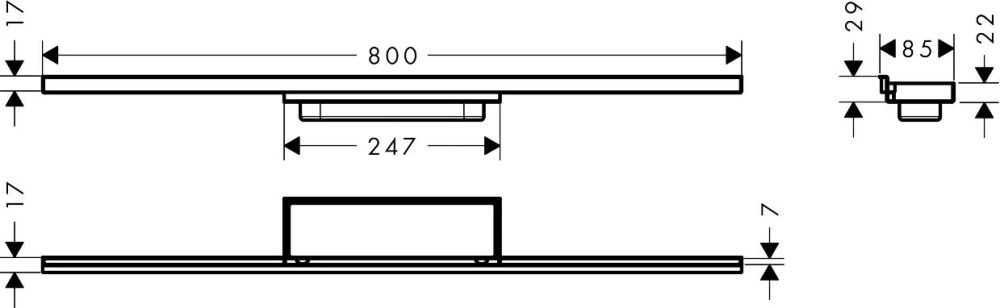 Решітка для трапа Hansgrohe RainDrain Minimalistic сталь 56220000
