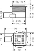 Трап для душу Hansgrohe RainDrain Point сталь 56246800 з решіткою