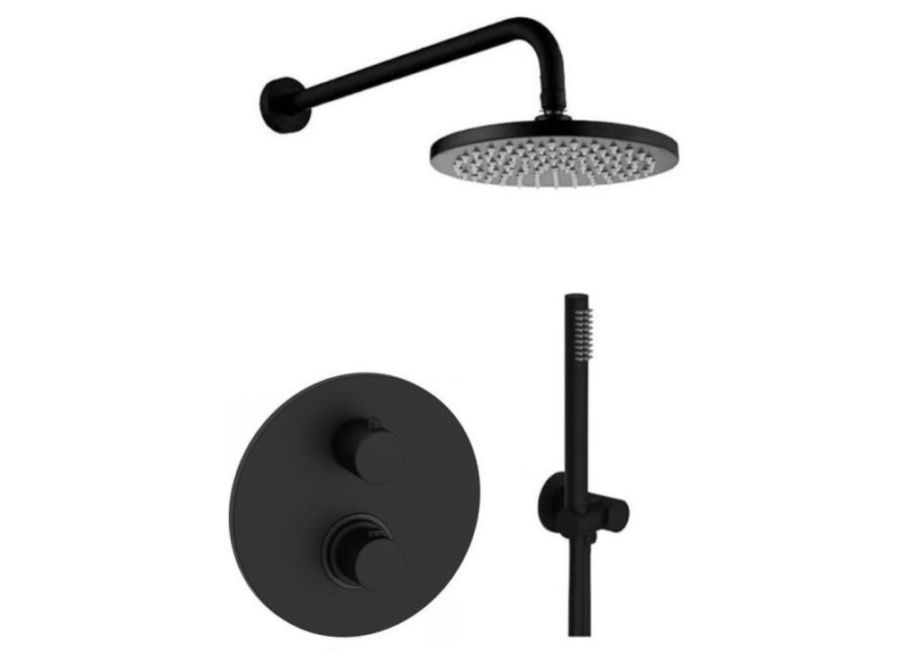 Душевая система скрытого монтажа Paffoni Shower черный матовый KITLIQ018NO