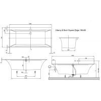 Ванна кварилова Villeroy & Boch Squaro Edge 190x90 з ніжками і сифоном BQ190SQE2DV-01