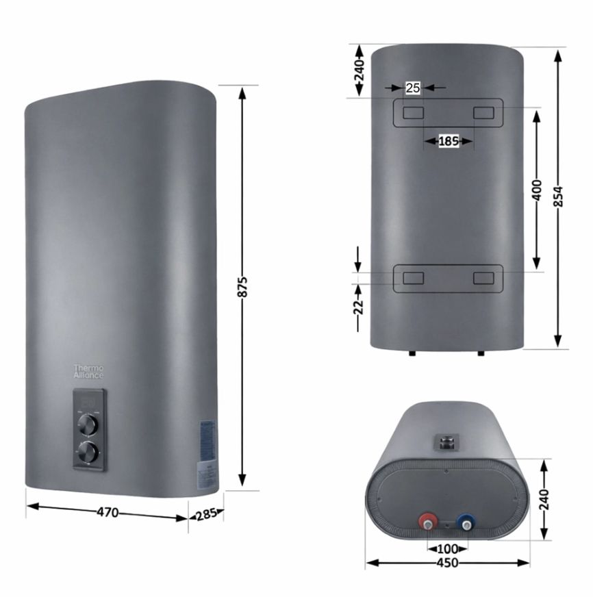 Водонагреватель накопительный Thermo Alliance Grey 50 л DT50V20G(PD)/2G