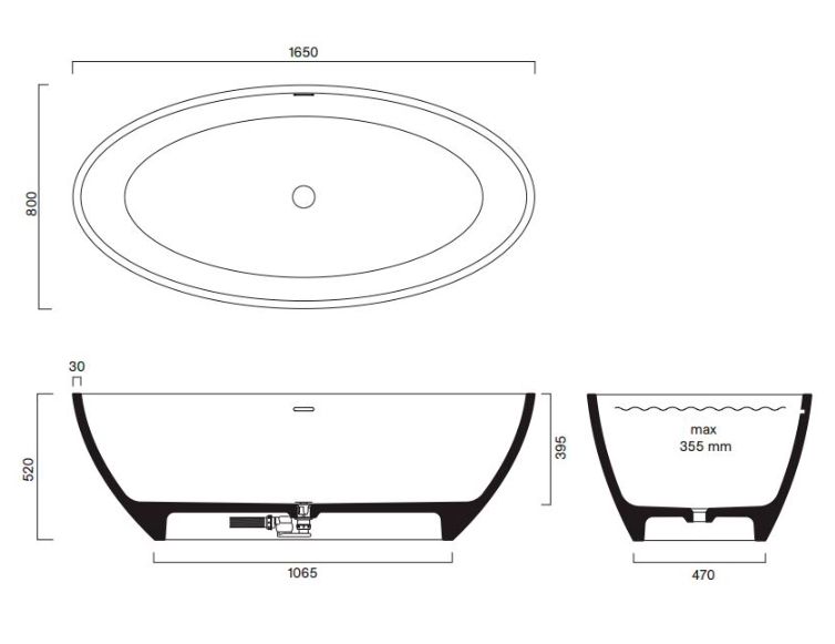 Ванна зі штучного каменю Catalano 165x80 білий матовий 7239010021