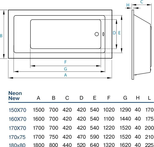 Ванна акрилова Koller Pool Neon new 170х70 NEONNEW170X70
