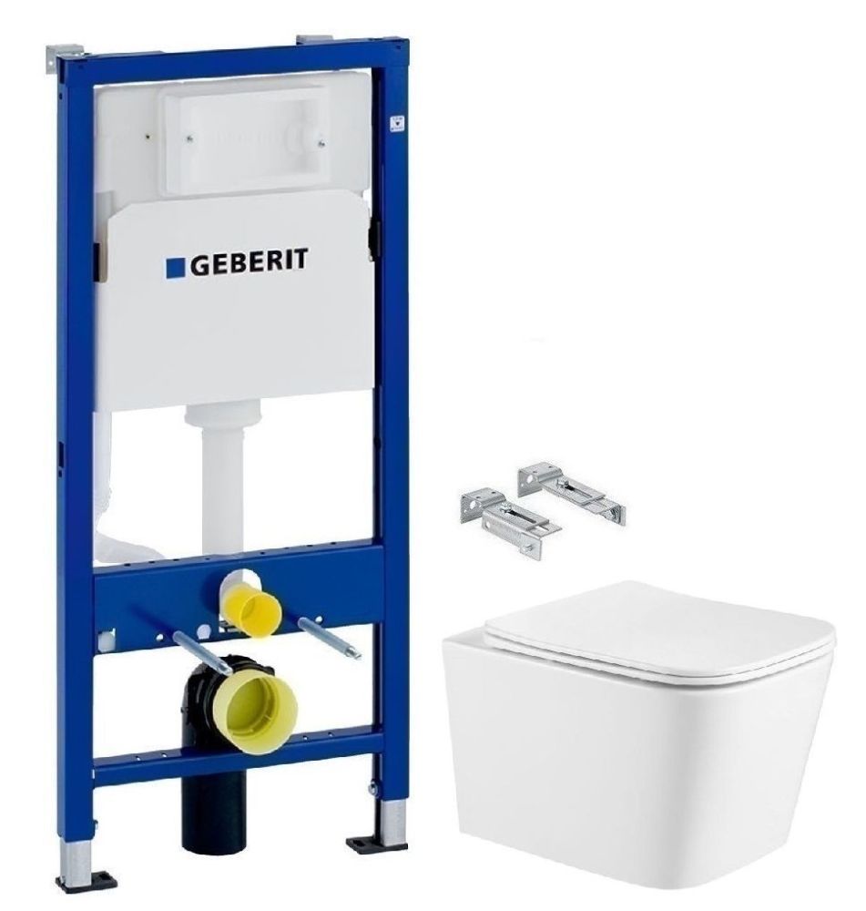 Інсталяція Geberit Duofix 2 в 1 458.103.00.1 + Унітаз підвісний Qtap Crow Ultra Quite QT05335171W з сидінням Soft Close