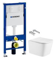 Інсталяція Geberit Duofix 2 в 1 458.103.00.1 + Унітаз підвісний Qtap Crow Ultra Quite QT05335171W з сидінням Soft Close