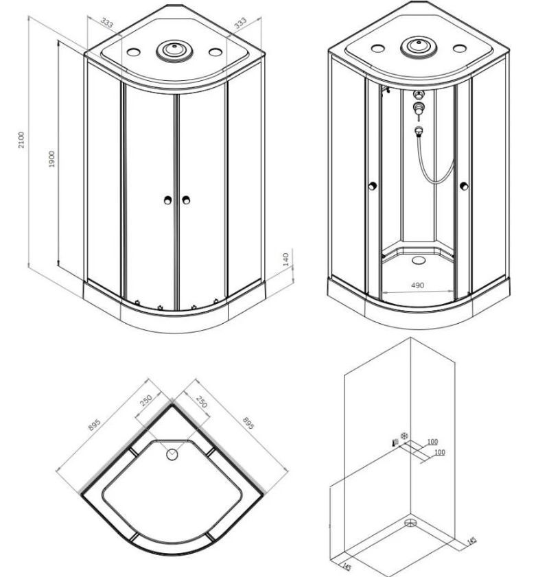 Душовий бокс Am.Pm X-Joy 90x90 (Профіль - чорний, скло - прозоре) W94C-401-090BT