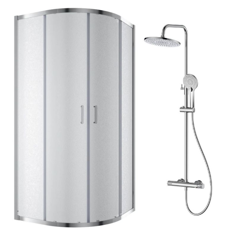 Душова кабіна Koller Pool Line Arc 90х90 (Профіль - хром, скло - grape) 1440652304 + Душова система Koller Pool Line Pro хром 1138360305