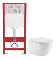 Інсталяція для унітазу Ravak FrameCore Direct RKUC3000003 + підвісний унітаз Ravak WC Concept Oval RimOFF RKUM000009 із сидінням Soft Close
