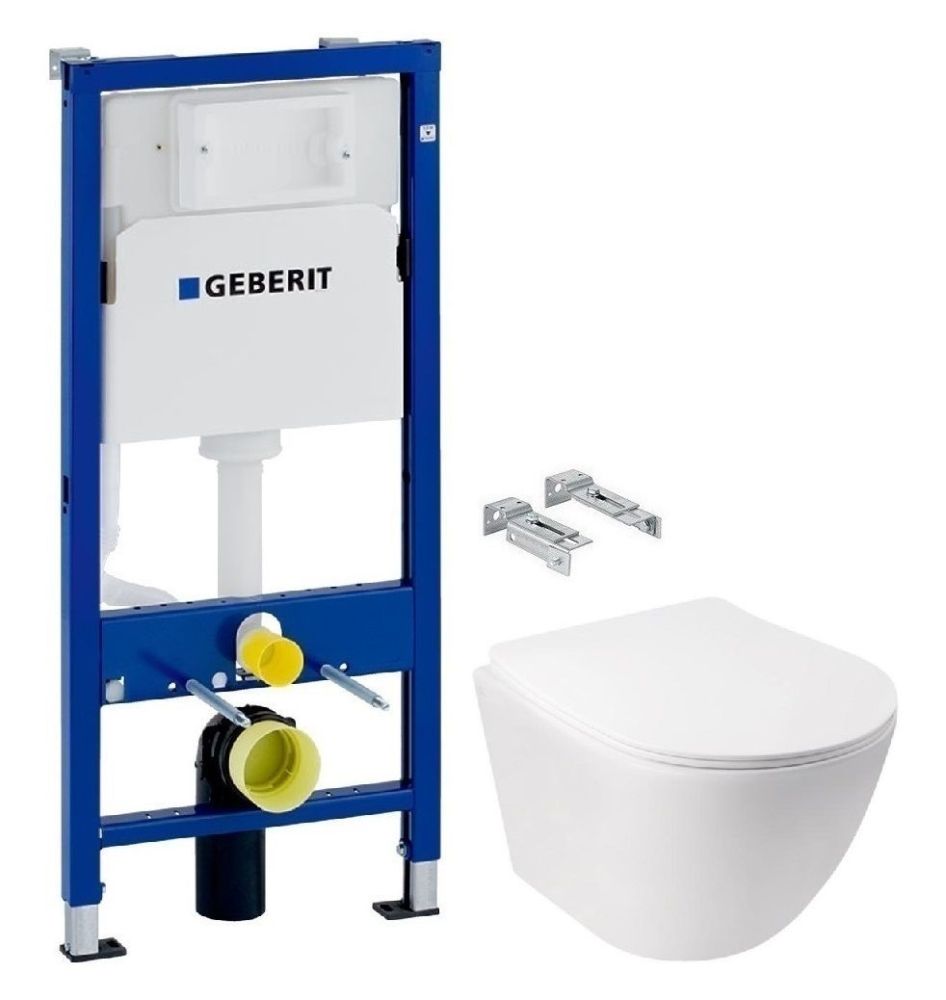 Інсталяція Geberit Duofix 458.103.00.1 + Унітаз підвісний Qtap Jay Ultra Quiet QT07335177W з сидінням Soft Close