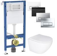 Інсталяція Geberit Duofix 458.103.00.1 з клавішею Delta50 + Унітаз підвісний Qtap Jay Ultra Quiet QT07335177W з сидінням Soft Close