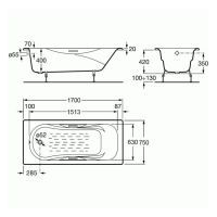 Ванна чавунна Roca Malibu 170х75 A23097000R + ручки