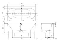 Ванна з матеріалу Quaryl® 180 х 80 см (білий alpin) Villeroy & Boch Oberon 2.0 UBQ180OBR9CD00V-01