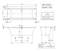 Ванна кварилова Villeroy & Boch Squaro Edge 170x75  BQ170SQE2DV-01 з ніжками і сифоном