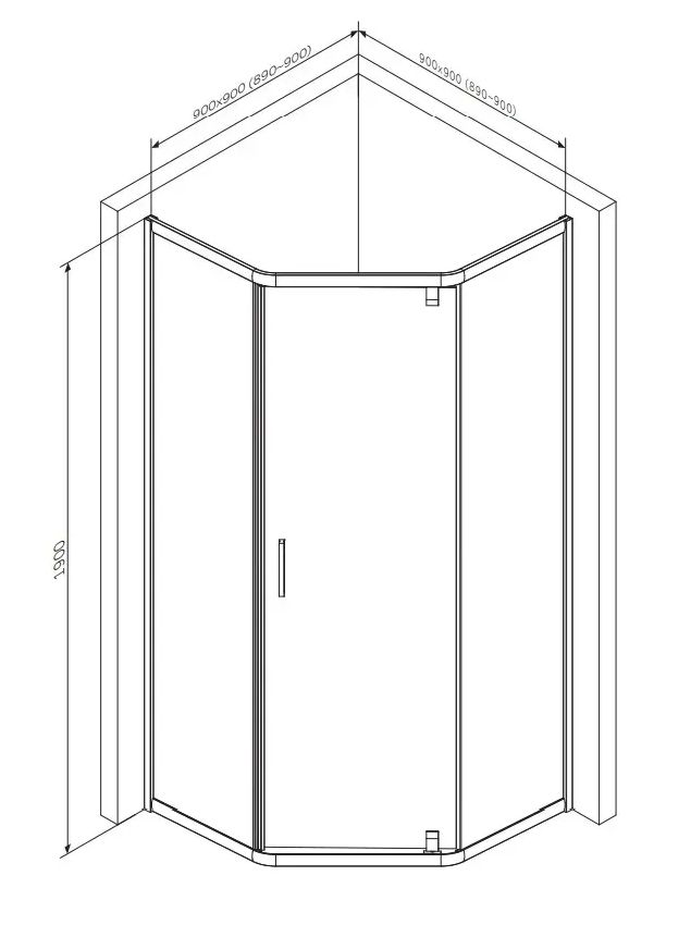 Душова кабіна Am.Pm Gem 90x90 (Профіль - чорний, скло - прозоре) W90UG-405-9090-BT
