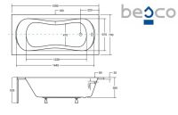Ванна акрилова Besco Aria 160x70 #WAA-160-PA